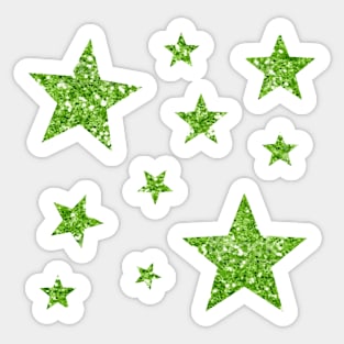 Green Faux Glitter Stars Sticker